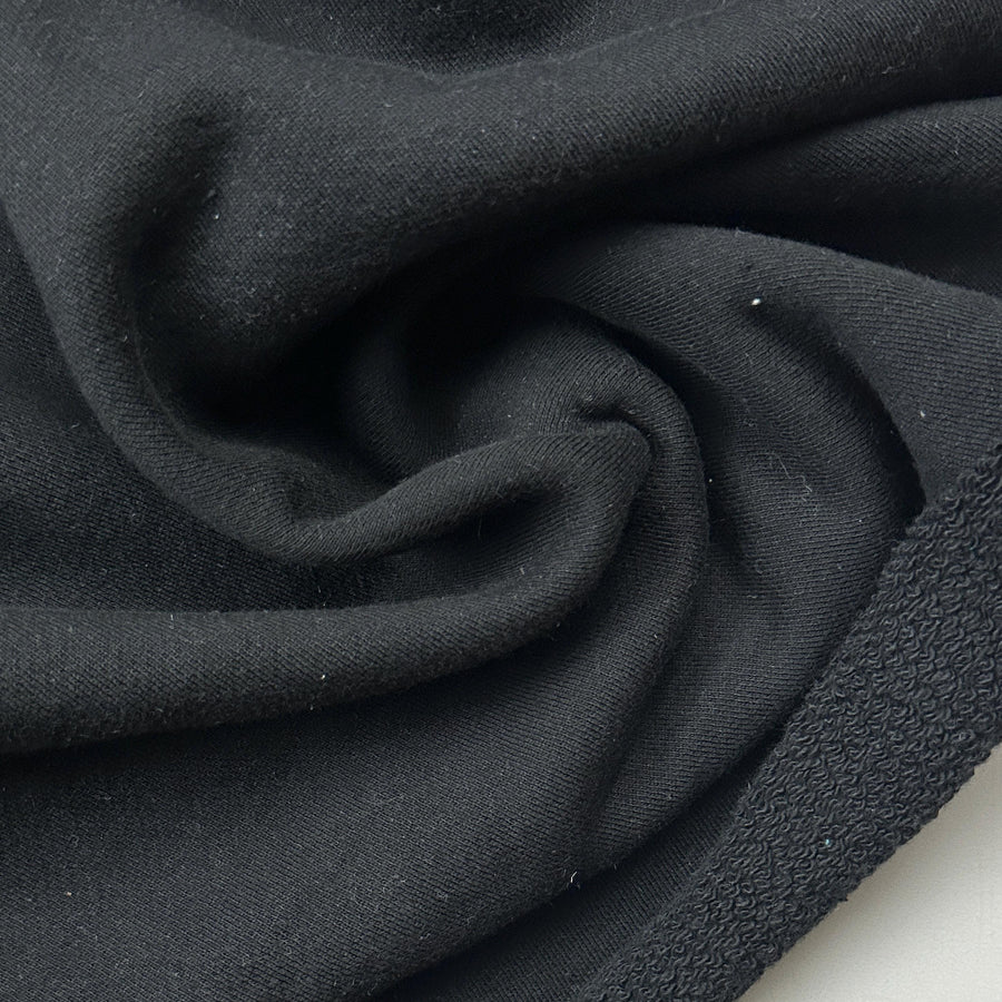Heavy Cotton French Terry Charcoal Black Knit With Matching Jersey and Rib | 450 GSM/22 Oz French Terry Heavy Sweatshirt Fabric By The Yard