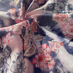 100% Linen Lightweight Japanese Denim Blue Floral Patterned Denim, Linen Voile by the Yard - Fabric for Sewing, Crafts, and Dressmaking - View 3