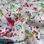 100% Linen 5 Oz Splatter Paint White Woven Fabric By The Yard - View 2