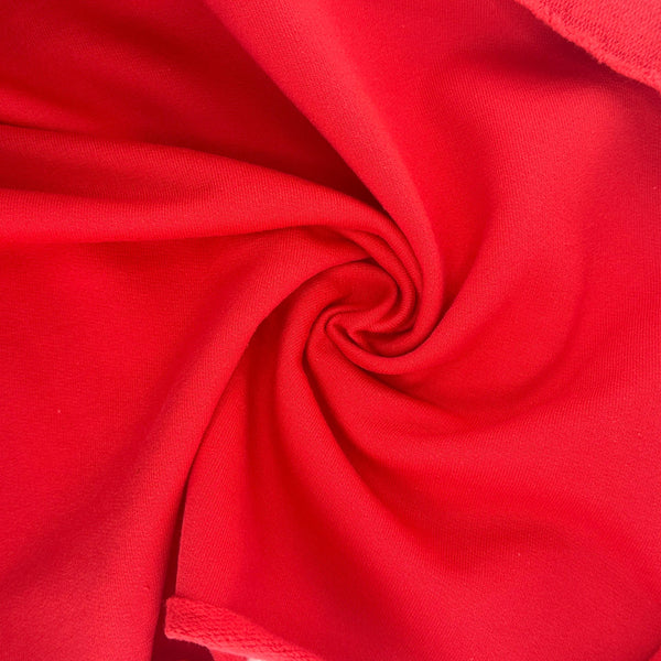 Organic Red Cotton Fleece  Medium Weight | 350 GSM/ 12 OZ Knit Sweatshirt Fabric By The Yard