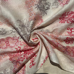 100% Lightweight Linen Voile Cream, Red Japanese Patterned Floral by the Yard - Fabric for Sewing, Crafts, and Dressmaking. - View 2