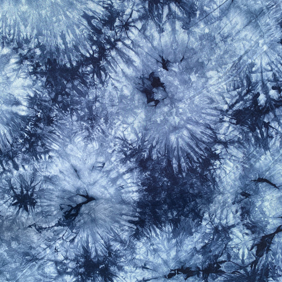 Midnight Blue Tie Dye Splash Bamboo Spandex Jersey Knit 60″ Eco-Friendly Fabric By The Yard Good For Face Mask Multiple Colors