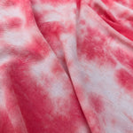 BubbleGum Pink & White Tie Dye Spandex Lycra Jersey Knit Fabric By the Yard 64″