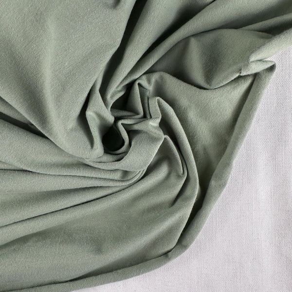 Sage Green Cotton Jersey Spandex 10 oz Medium Weight Eco-Friendly Sustainable Fabric By the Yard