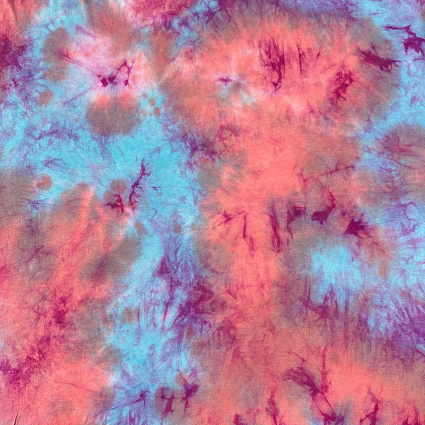 Bamboo Spandex Coral/Fuchsia Tie Dye Lycra Jersey Knit Fabric By the Yard 60″″