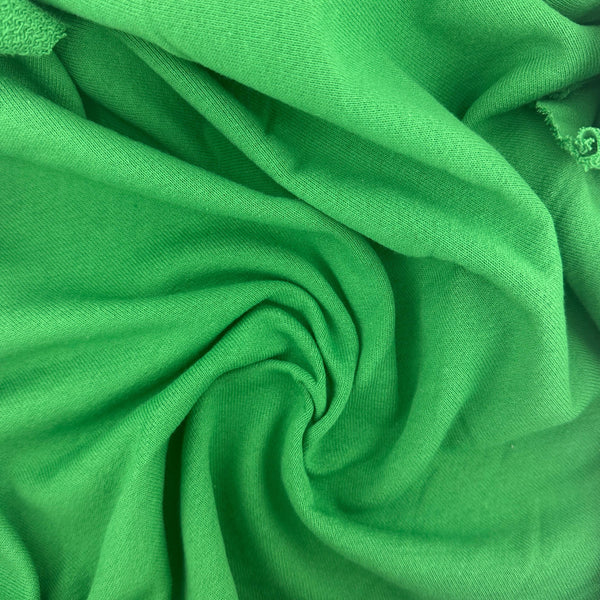 Heavy French Terry Cotton Fabric – Lawn Green 9 oz | Soft Jersey Waffle Thermal 5% Spandex by the Yard