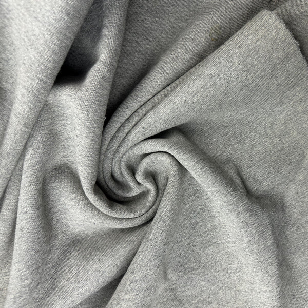 Heavy Cotton French Terry Heather Gray Knit With Matching Jersey and Rib | 450 GSM/22 Oz French Terry Heavy Sweatshirt Fabric By The Yard