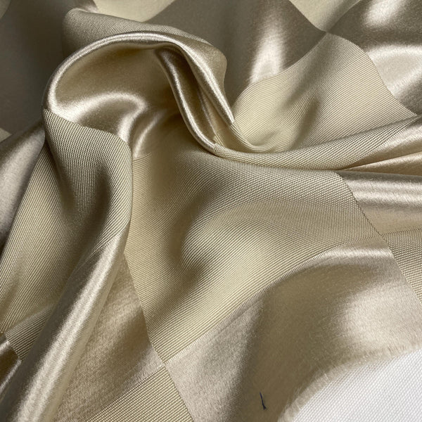 Cream & Gold Checkered Wool Silk