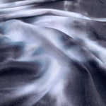 Cotton/Modal Black,White,& Teal Tie Dye Spandex Lycra Jersey Knit Fabric By the Yard 60″ - View 2