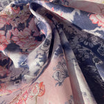 100% Linen Lightweight Japanese Denim Blue Floral Patterned Denim, Linen Voile by the Yard - Fabric for Sewing, Crafts, and Dressmaking - View 2