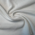 Cotton Waffle Thermal Fabric – White 9 oz | Soft Waffle Knit 5% Spandex by the Yard - View 3
