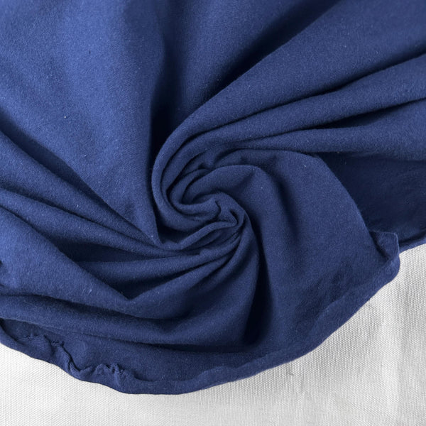Navy Cotton Jersey Spandex 10 oz Medium Weight Eco-Friendly Sustainable Fabric By the Yard