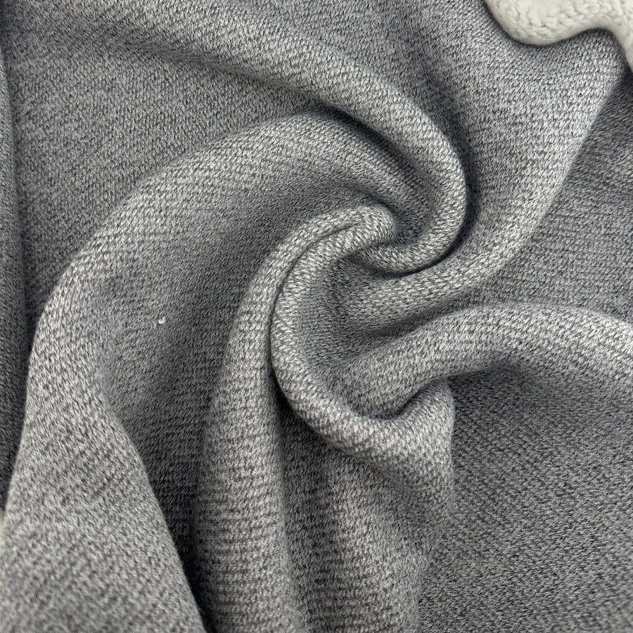 Heavy Fleece Thick Sherpa Heather Gray Cotton Fabric | 500 GSM Heavy Sweatshirt Fabric By The Yard