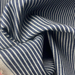 100% Cotton Denim Indigo Blue Railroad Striped Pattern Fabric By The Yard - View 2