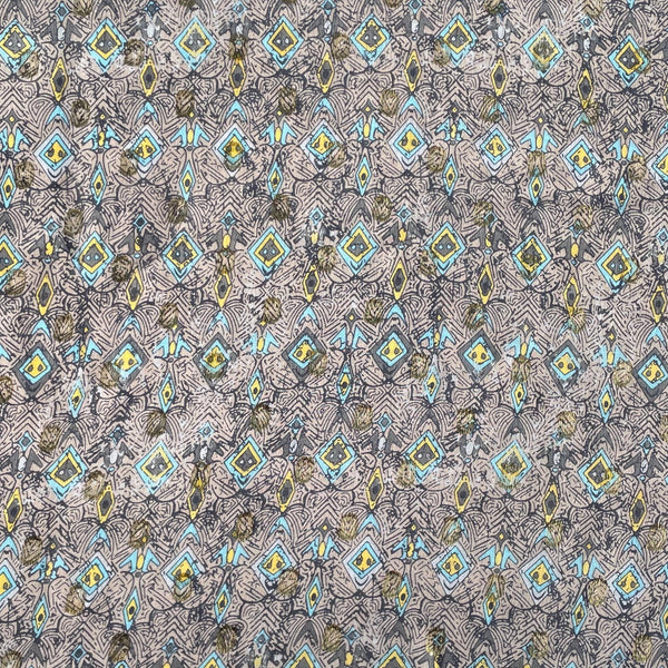 100% Japanese Patterened Beige Abstract Lightweight Silk Fabric by the Yard - Luxury Material for Sewing, Dressmaking, and Crafts