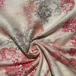 100% Lightweight Linen Voile Cream, Red Japanese Patterned Floral by the Yard - Fabric for Sewing, Crafts, and Dressmaking. - View 4